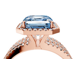 Rose gold Fancy Blue Asscher  Cut Halo Diamond Engagement Ring with Split Shank and Four-Prong Setting_54