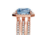 Rose gold Fancy Blue Asscher  Cut Halo Diamond Engagement Ring with Split Shank and Four-Prong Setting_55