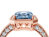 Rose gold Fancy Blue Asscher  Cut Halo Diamond Pave Band Ring with Four-Prong Setting_4
