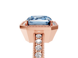 Rose gold Fancy Blue Asscher  Cut Halo Diamond Pave Band Ring with Four-Prong Setting_5
