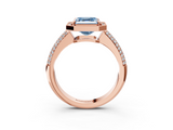 Rose gold Fancy Blue Asscher  Cut Halo Diamond Pave Band with Four-Prong Setting_20