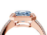 Rose gold Fancy Blue Asscher  Cut Halo Diamond Pave Band with Four-Prong Setting_21