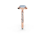 Rose gold Fancy Blue Asscher Cut Halo Diamond Pave Band with Prong Setting_2