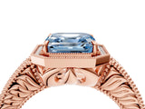 Rose gold Fancy Blue Asscher  Cut Halo Diamond Ring with Pavé Band and Four-Prong Setting_33