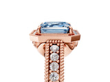 Rose gold Fancy Blue Asscher  Cut Halo Diamond Ring with Pavé Band and Four-Prong Setting_34