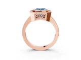 Rose gold Fancy Blue Asscher  Cut Halo Diamond Ring with Pavé Band and Milgrain Prong Setting_51