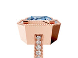 Rose gold Fancy Blue Asscher  Cut Halo Diamond Ring with Pavé Band and Milgrain Prong Setting_53