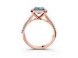Rose gold Fancy Blue Asscher Cut Halo Diamond Ring with Pavé Band_3