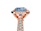 Rose gold Fancy Blue Asscher Cut Halo Diamond Ring with Pavé Band_5