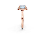 Rose gold Fancy Blue Asscher Cut Halo Diamond Ring with Solitaire Band and Prong Setting_2