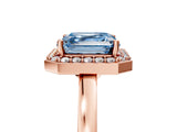 Rose gold Fancy Blue Asscher Cut Halo Diamond Ring with Solitaire Band and Prong Setting_5