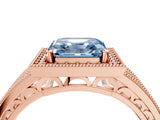 Rose gold Fancy Blue Asscher Cut Halo Diamond Split Shank Ring with Prong Setting_4