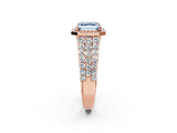 Rose gold Fancy Blue Asscher Cut Halo Pavé Diamond Engagement Ring with Split Shank and Four-Prong Setting_5