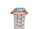 Rose gold Fancy Blue Asscher Cut Halo Pavé Diamond Engagement Ring with Split Shank and Four-Prong Setting_8