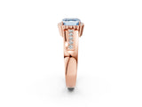 Rose gold Fancy Blue Asscher  Cut Halo Pave Band Four-Prong Ring_31