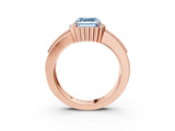 Rose gold Fancy Blue Asscher  Cut Halo Pave Band Four-Prong Ring_32