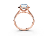 Rose gold Fancy Blue Asscher  Cut Halo Pave Band Four-Prong Setting Ring_3