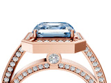 Rose gold Fancy Blue Asscher  Cut Halo Pave Split Shank Prong Setting Ring_73