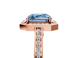 Rose gold Fancy Blue Asscher  Cut Halo Pave Split Shank Prong Setting Ring_74