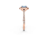 Rose gold Fancy Blue Asscher Cut Halo Round Diamond Pavé Band with Four-Prong Setting_5