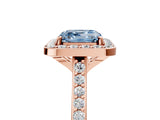 Rose gold Fancy Blue Asscher Cut Halo Round Diamond Pavé Band with Four-Prong Setting_8