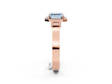 Rose gold Fancy Blue Asscher Cut Halo Round Diamond Twist Band with Four-Prong Setting_2