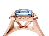 Rose gold Fancy Blue Asscher  Cut Halo Solitaire Engagement Ring with Square Band and Four-Prong Setting_70