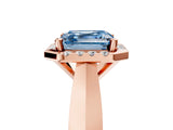 Rose gold Fancy Blue Asscher  Cut Halo Solitaire Engagement Ring with Square Band and Four-Prong Setting_71