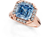 Rose gold Fancy Blue Asscher  Cut Halo Solitaire Engagement Ring with Square Band and Four-Prong Setting_78