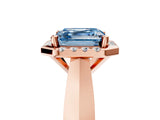 Rose gold Fancy Blue Asscher  Cut Halo Solitaire Engagement Ring with Square Band and Four-Prong Setting_82