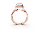 Rose gold Fancy Blue Asscher  Cut Halo Split Shank Pave Set Ring_20