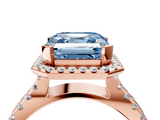 Rose gold Fancy Blue Asscher  Cut Halo Split Shank Pave Set Ring_21