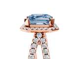 Rose gold Fancy Blue Asscher  Cut Halo Split Shank Pave Set Ring_22