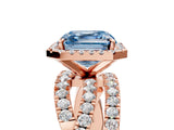 Rose gold Fancy Blue Asscher  Cut Halo Split Shank Prong Setting Ring_17