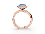 Rose gold Fancy Blue Asscher  Cut Halo Split Shank Prong Setting Ring_21