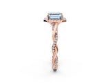 Rose gold Fancy Blue Asscher Cut Halo Twist Band with Four-Prong Setting_14