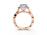 Rose gold Fancy Blue Asscher Cut Halo Twist Band with Four-Prong Setting_15