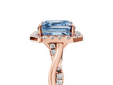 Rose gold Fancy Blue Asscher Cut Halo Twist Band with Four-Prong Setting_17
