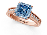 Rose gold Fancy Blue Asscher  Cut Milgrain Channel Set Engagement Ring with Solitaire Prong Setting_18
