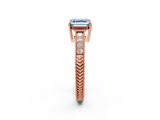 Rose gold Fancy Blue Asscher  Cut Milgrain Channel Set Engagement Ring with Solitaire Prong Setting_19