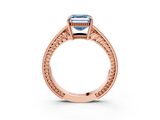 Rose gold Fancy Blue Asscher  Cut Milgrain Channel Set Engagement Ring with Solitaire Prong Setting_20