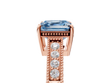 Rose gold Fancy Blue Asscher  Cut Milgrain Channel Set Engagement Ring with Solitaire Prong Setting_22