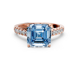 Rose gold Fancy Blue Asscher  Cut Pavé Band Solitaire Ring with Four-Prong Setting_17