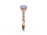 Rose gold Fancy Blue Asscher  Cut Pavé Band Solitaire Ring with Four-Prong Setting_19