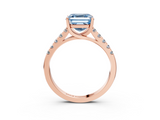 Rose gold Fancy Blue Asscher  Cut Pavé Band Solitaire Ring with Four-Prong Setting_20