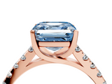 Rose gold Fancy Blue Asscher  Cut Pavé Band Solitaire Ring with Four-Prong Setting_21