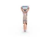 Rose gold Fancy Blue Asscher  Cut Pave Diamond Engagement Ring with Channel Set Band and Four-Prong Setting_2