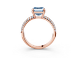 Rose gold Fancy Blue Asscher  Cut Pave Diamond Engagement Ring with Channel Set Band and Four-Prong Setting_3