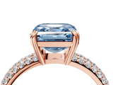 Rose gold Fancy Blue Asscher  Cut Pave Diamond Engagement Ring with Channel Set Band and Four-Prong Setting_4