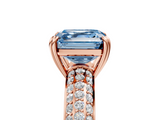 Rose gold Fancy Blue Asscher  Cut Pave Diamond Engagement Ring with Channel Set Band and Four-Prong Setting_5